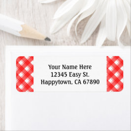 Aangepaste rode witte retro geplakte retour adresl etiket