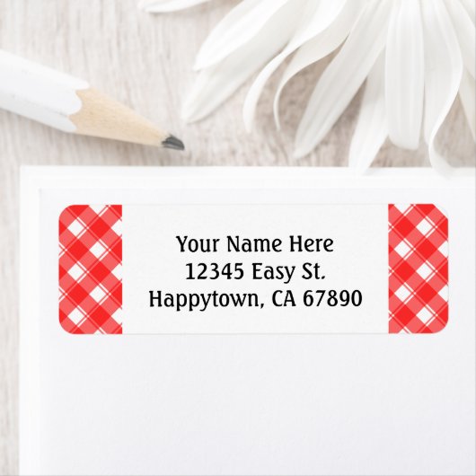 Aangepaste rode witte retro geplakte retour adresl etiket (Insitu)