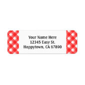 Aangepaste rode witte retro geplakte retour adresl etiket (Voorkant)