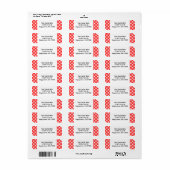 Aangepaste Rode Witte Retro Geruite Retouradreslab Etiket (Full Sheet)