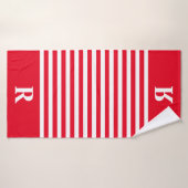 Aangepaste rode/witte strepen badhanddoek (Badhanddoek)