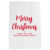 Aangepaste Rode Witte Vrolijk Kerstmis Gelukkig Ni Medium Cadeauzakje (Achterkant)