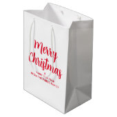 Aangepaste Rode Witte Vrolijk Kerstmis Gelukkig Ni Medium Cadeauzakje (Achterkant Gekanteld)
