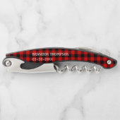 Aangepaste Rode Zwarte Buffalo Lumberjack Plaid Kurkentrekker (Voorkant)