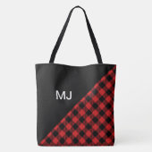 Aangepaste rode/zwarte buffelplaat tote bag (Achterkant)