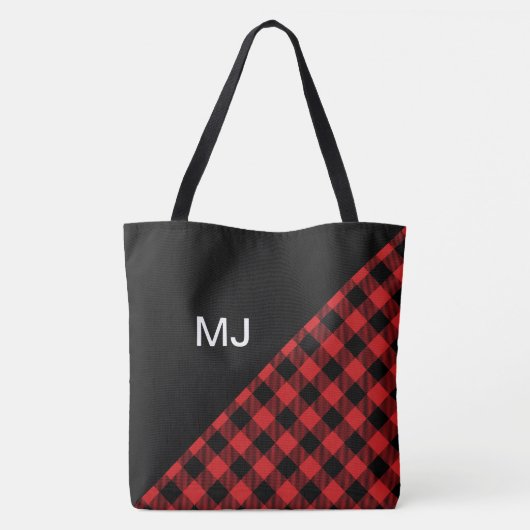 Aangepaste rode/zwarte buffelplaat tote bag (Achterkant)