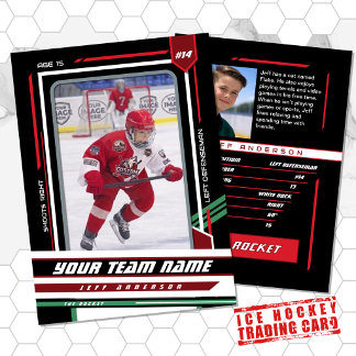 Aangepaste Rode & Zwarte IJshockey Spelerkaart Contactkaartje
