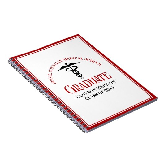 Aangepaste rode zwarte medische school Afstuderen Notitieboek (Rechterzijde)