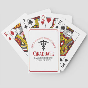 Aangepaste rode zwarte medische school Afstuderen Pokerkaarten