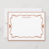 Aangepaste Roest Doodle Rand Frame Minimaal Persoo Notitiekaartje (Voorkant)