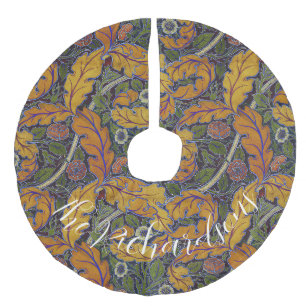 Aangepaste Roest & groene William Morris Kerstmis Imitatie Linnen Kerstboom Kleed