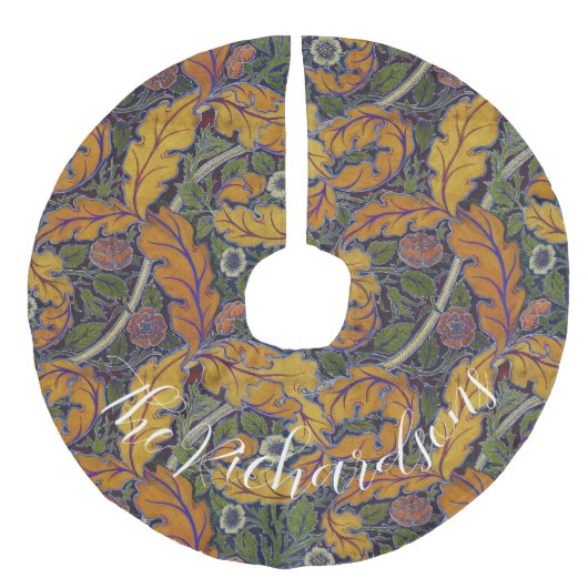 Aangepaste Roest & groene William Morris Kerstmis Imitatie Linnen Kerstboom Kleed (Voorkant)