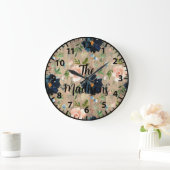 Aangepaste roestbloemen marineblauw roze rozen grote klok (Huis)