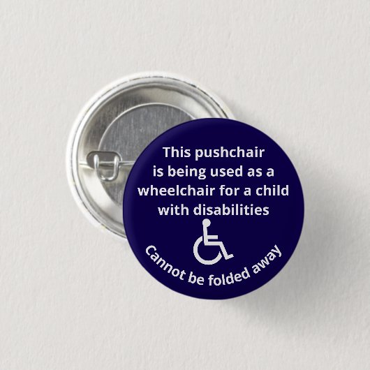 Aangepaste Rolstoel Buggy Kan Niet Worden Ingeklap Ronde Button 3,2 Cm (Voorkant /achterkant)