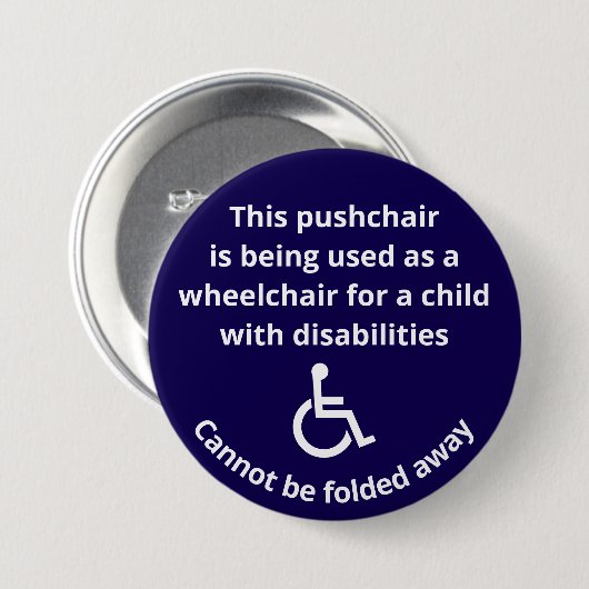 Aangepaste Rolstoel Buggy Kan Niet Worden Ingeklap Ronde Button 7,6 Cm (Voorkant /achterkant)