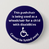 Aangepaste Rolstoel Buggy Kan Niet Worden Ingeklap Ronde Button 7,6 Cm (Voorkant)