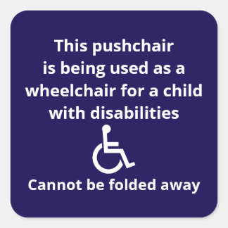 Aangepaste Rolstoel Buggy Kan Niet Worden Ingeklap Vierkante Sticker