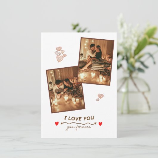 Aangepaste Romance 2 foto-feestdag Kaart (Staand voorkant)