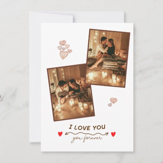 Aangepaste Romance 2 foto-feestdag Kaart (Voorkant)