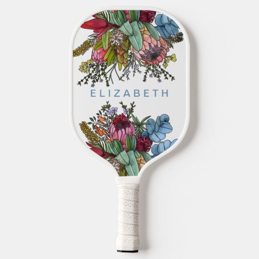 Aangepaste romantische Australische zomerbloemen Pickleball Paddle (Achterkant)