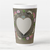 Aangepaste romantische evenement Floral Heart Foto Latte Mok (Voorkant)