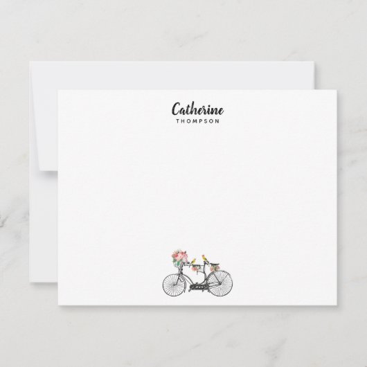 Aangepaste Romantische  fietsbloemen Notitiekaartje (Voorkant)