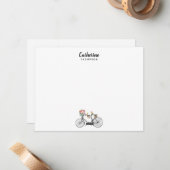 Aangepaste Romantische  fietsbloemen Notitiekaartje (Voorkant / Achterkant in situ)