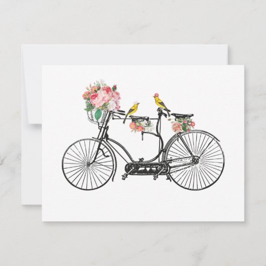 Aangepaste Romantische  fietsbloemen Notitiekaartje (Achterkant)