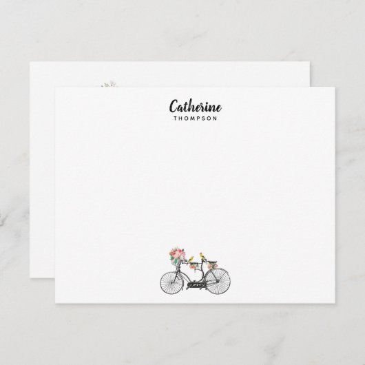 Aangepaste Romantische  fietsbloemen Notitiekaartje (Voorkant / Achterkant)