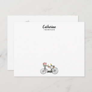 Aangepaste Romantische  fietsbloemen Notitiekaartje
