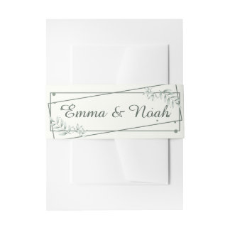 Aangepaste romantische groene bladeren uitnodigingen wikkel