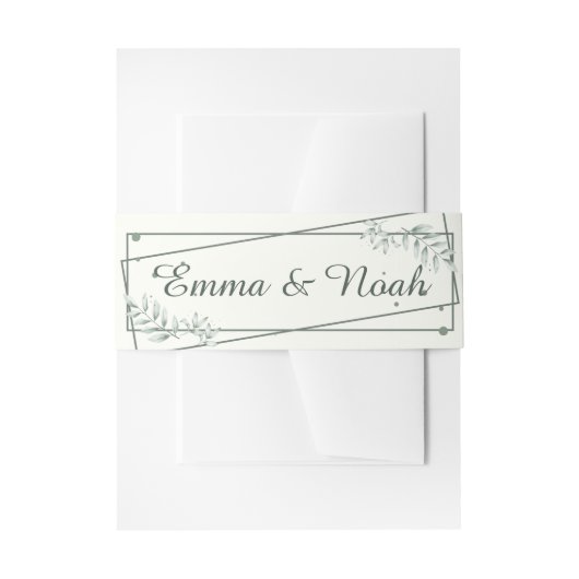 Aangepaste romantische groene bladeren uitnodigingen wikkel (Voorkant Voorbeeld)