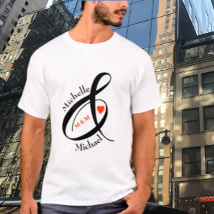 Aangepaste Romantische Initialen Eerste namen Hart T-shirt