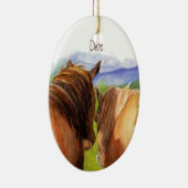 Aangepaste Romantische paarden die een geheim dele Keramisch Ornament (Rechts)