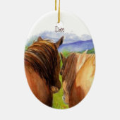 Aangepaste Romantische paarden die een geheim dele Keramisch Ornament (Achterkant)