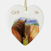 Aangepaste Romantische paarden die een geheim dele Keramisch Ornament (Rechts)