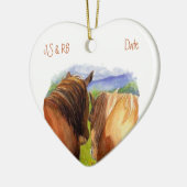 Aangepaste Romantische paarden die een geheim dele Keramisch Ornament (Links)