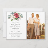 Aangepaste Romantische paarse fotobruiloft Kaart (Voorkant)