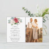 Aangepaste Romantische paarse fotobruiloft Kaart (Staand voorkant)