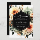 Aangepaste romantische perzik bruiloft save the date (Voorkant / Achterkant)