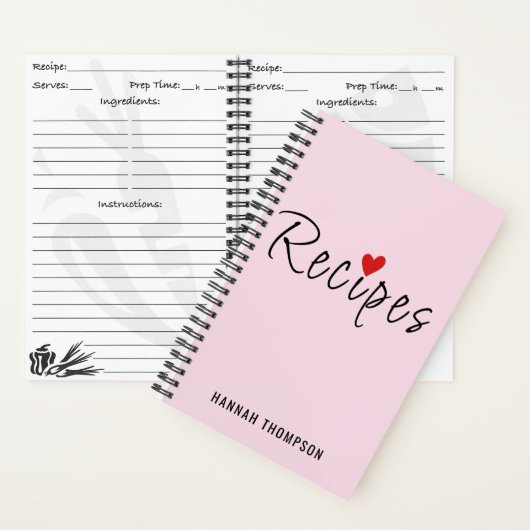 Aangepaste romantische recepten Schrijf je eigen Notitieboek (Binnen)