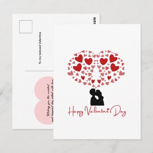 Aangepaste romantische rode valentijnshartillustra briefkaart (Voorkant / Achterkant)