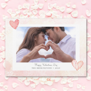 Aangepaste Romantische Roze Valentijnse Fotokaart Feestdagenkaart