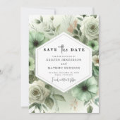 Aangepaste romantische typografie Sage Green Weddi Save The Date (Voorkant)