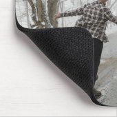 Aangepaste romantische winter paar foto muismat (Hoek)