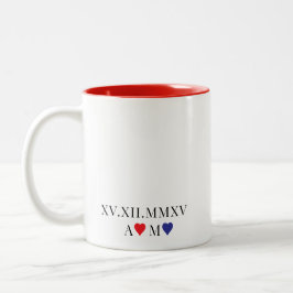 Aangepaste Romeinse nummerdatum Jubileum Tweekleurige Koffiemok