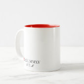 Aangepaste Romeinse nummerdatum Jubileum Tweekleurige Koffiemok (Voorkant links)