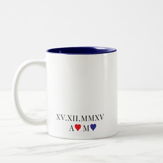 Aangepaste Romeinse nummerdatum Jubileum Tweekleurige Koffiemok (Links)