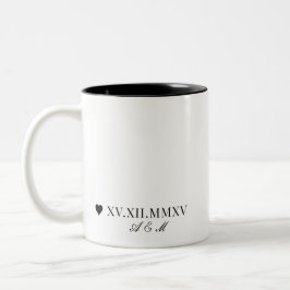 Aangepaste Romeinse nummerdatum Jubileum Tweekleurige Koffiemok