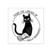 Aangepaste Ronde Bibliotheek Cat Bookplate Rubberstempel (Afrduk)
